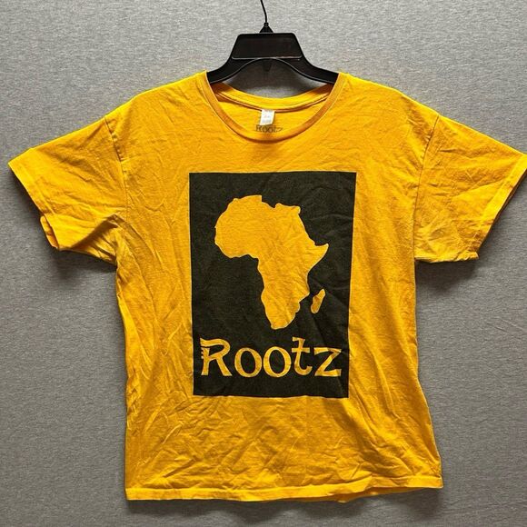 Rootz w/ Africa Continent Yellow and Black Size L Short Sleeve - Picture 1 of 7